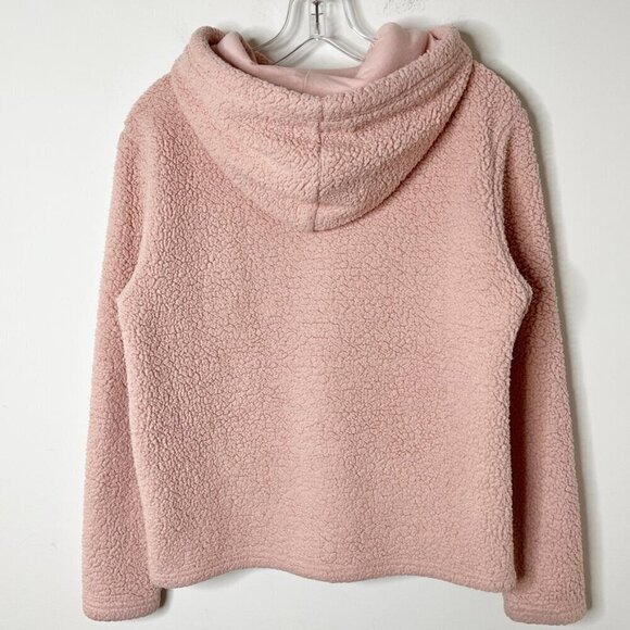 Fila Women's Josephine Sherpa Crop Hoodie S Fleece Pink Long Sleeve Sweatshirt - Picture 4 of 7